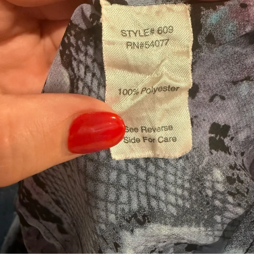 CAbi Sheer Purple and Blue Snakeskin Print Blouse Size M - Picture 4 of 4